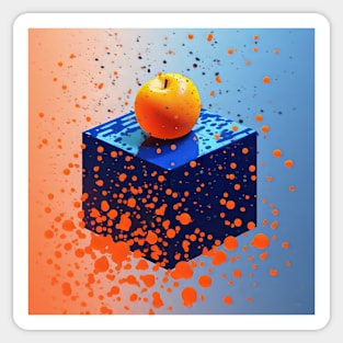 Abstract Blue Cube & Fruit Sticker